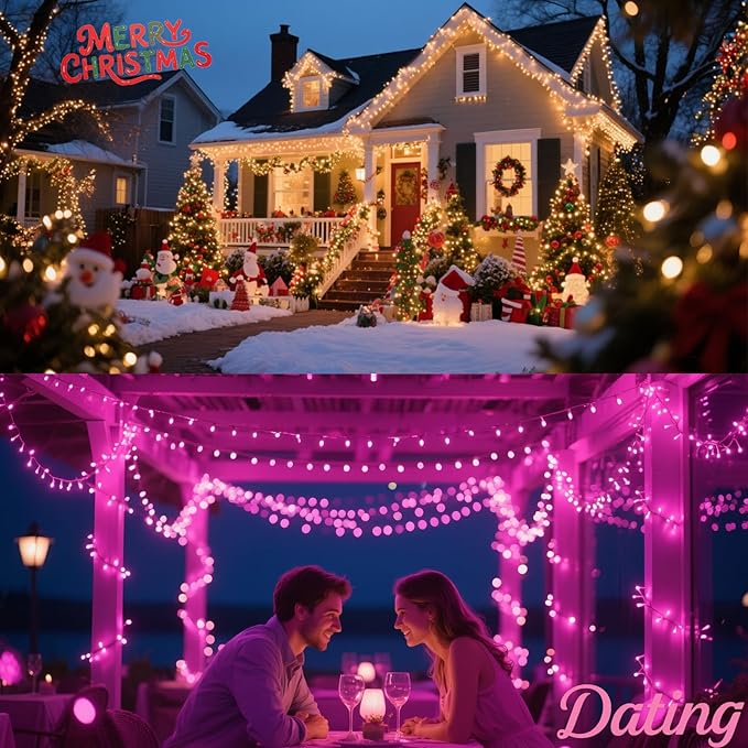 Halloween String Lights Battery Powered, 4 Pack Total 66.6 FT 200 LED Orange and Purple Halloween Lights Indoor Outdoor Decoration, Twinkle Fairy Light for Home Party Room Party Tree Decor