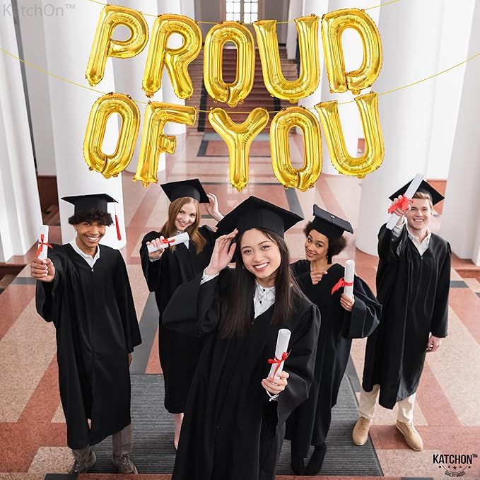 Gold Proud of You Balloons - 16 Inch, Mylar Foil Balloon Banner For Graduation Party Decorations, We Are So Proud Of You Balloon Banner For Graduation Decorations 2026, Graduation Party Decor, KatchOn