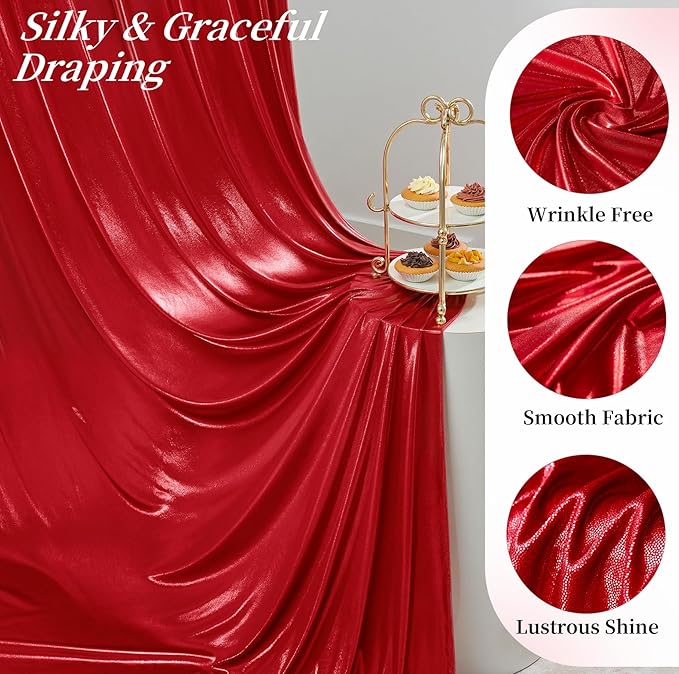 10ftx10ft Red Sequin Backdrop Curtain for Parties, Wrinkle Free Thick Glitter Sparkle Photo Backdrop Drapes 2 Panels 5x10FT Shimmer Back Drop Cloth for Valentine's Day Wedding Photography Background