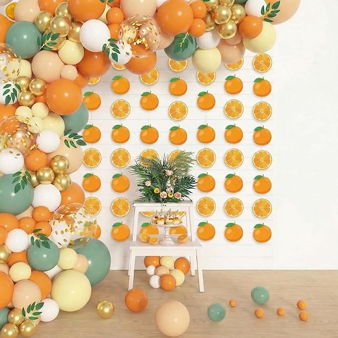 Daifunli 8 Pcs Orange Party Decorations Citrus Slice Birthday Hanging Garlands Banner Tangerine Paper Cutouts Streamer for Little Cutie Orange Baby Shower Wall Ceiling Spritz Decor Supplies