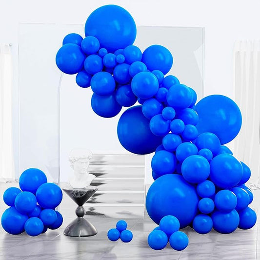 PartyWoo Royal Blue Balloons 152pcs Different Sizes Pack of 18 12 10 5 Inch Dark Blue Balloon Arch Kit for Baby Shower Gender Reveal Graduation Under The Sea Birthday Party Decorations Blue-Y5