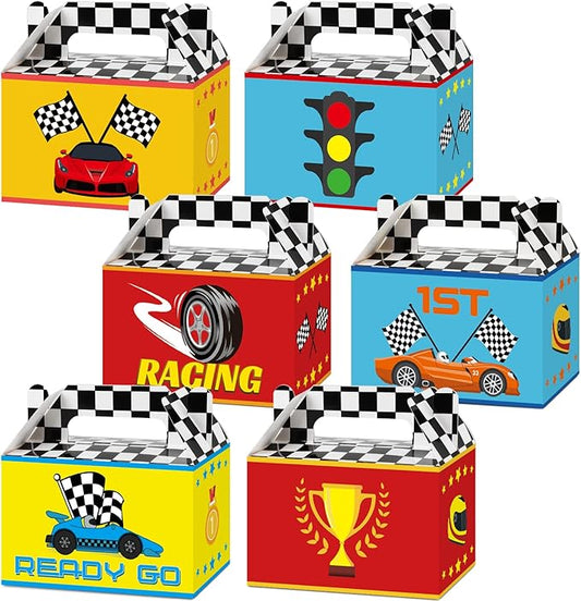 Tevxj 24 Pack Race Car Party Favor Boxes Two Fast Car Gift Bags Race Birthday Party Favor Goodies Candy Treat Bags for Boys Kids Let's Go Racing Supplies Racing Decorations 6 x 3 x 3.5 Inches