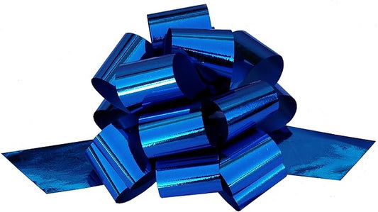Metallic Royal Blue Decorative Bows - 5" Wide, Set of 10, Memorial Day, 4th of July, America 250 Anniversary, Gift Bows, Birthday, Police Support, Law Enforcement Appreciation, Presents, Veterans Day