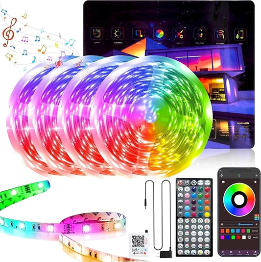GANZQH Music Sync Color Changing Led Lights for Bedroom 400ft (4 Rolls of 100ft), LED Strip Lights with Remote and App Control, Led Light Strip for Room, Christmas, Home Decor