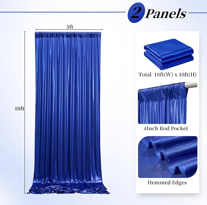 10ftx10ft Royal Blue Sequin Backdrop Curtain for Parties, Wrinkle Free Thick Glitter Sparkle Photo Backdrop Drapes 2 Panels 5x10FT Shimmer Back Drop Cloth for Wedding Birthday Photography Background