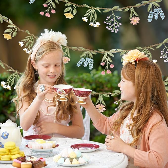Cheerland 3pcs Flower Banner Wildflower Garland Floral for Enchanted Garden Theme Bridal Shower Wedding Birthday Baby Bloom Fairy Tale Woodland Grad in Bloom Cottagecore Graduation Party Decorations