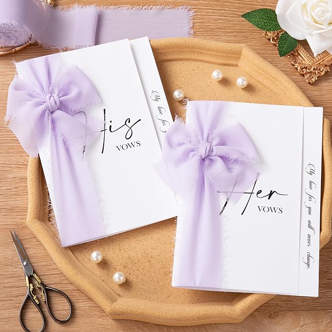 DORIS HOME Light Purple Chiffon Ribbon for Flower Bouquet, 2" x21Yd Fabric Ribbon for Gift Wrapping, Handmade Frayed Ribbon for Wedding, Chiffon Silk Ribbon for Christmas Decorations