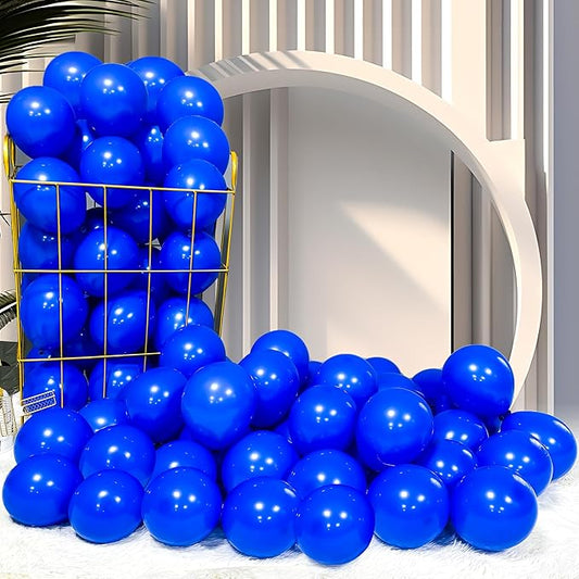 Firomi Small Royal Blue Balloons 5-inch 100 Pack Helium Shiny Round Blue Thicken Latex Balloon for Wedding Birthday (with 2 Ribbons)