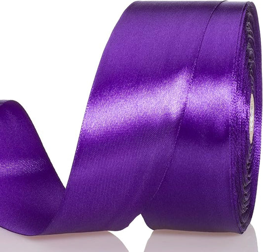 YASEO 1 1/2 Inch Purple Solid Satin Ribbon, 50 Yards Craft Fabric Ribbon for Gift Wrapping Floral Bouquets Wedding Party Decoration
