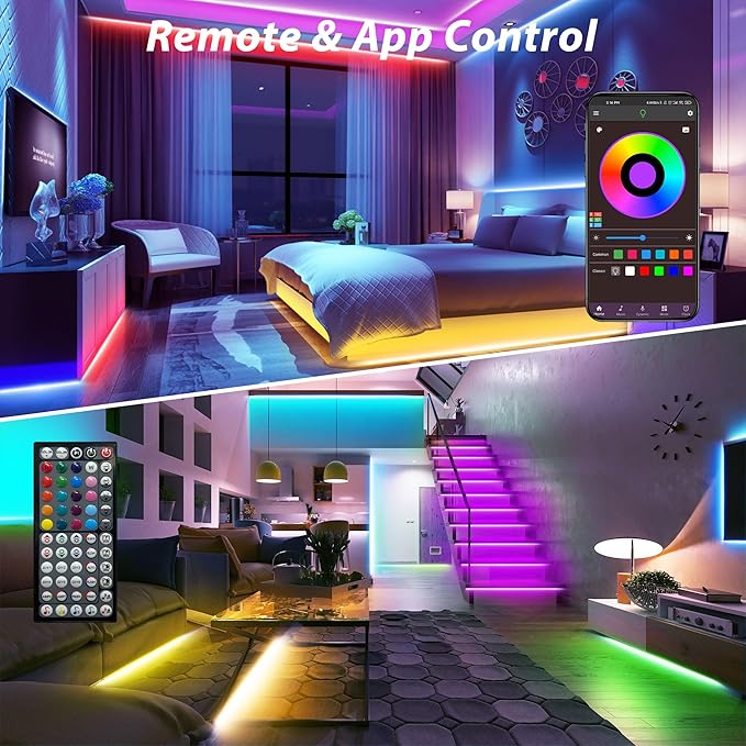 Ledagic 300ft(100ft*3Rolls) Led Lights for Bedroom Music Sync, Color Changing Led Strip Lights with IR Remote and App Control RGB Led Light Strip for Home Party Room Decor