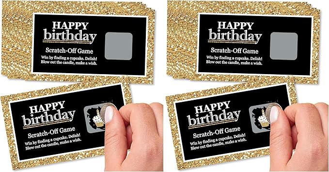 Big Dot of Happiness Adult Happy Birthday - Gold - Birthday Party Game Scratch Off Cards - 22 Count (Pack of 2)