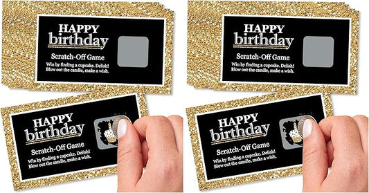 Big Dot of Happiness Adult Happy Birthday - Gold - Birthday Party Game Scratch Off Cards - 22 Count (Pack of 2)