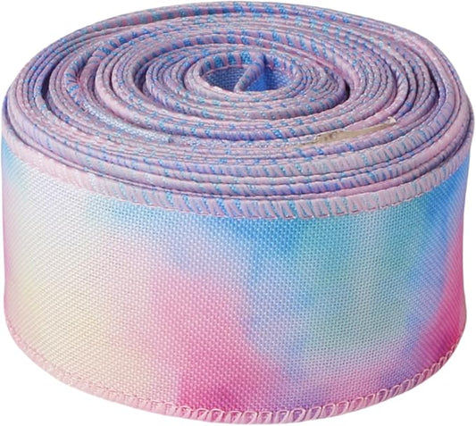 Meseey 1.5 Inch x 10 Yards Pastel Wired Ribbon, Rainbow Gradient Pastel Ribbons for Easter Wreaths, Gift Wrapping, Easter Baskets, Crafts, Spring Party Decorations
