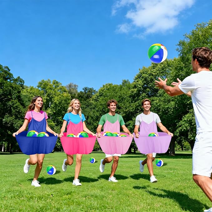 Granny Pants Outdoor Game, Granny Pants Yard Game for Adults with Bouncy Balls and 1 Air Pump (Random Colors), Granny Pants Game Granny Skirt Outdoor Game for Family Reunion Team Game Party