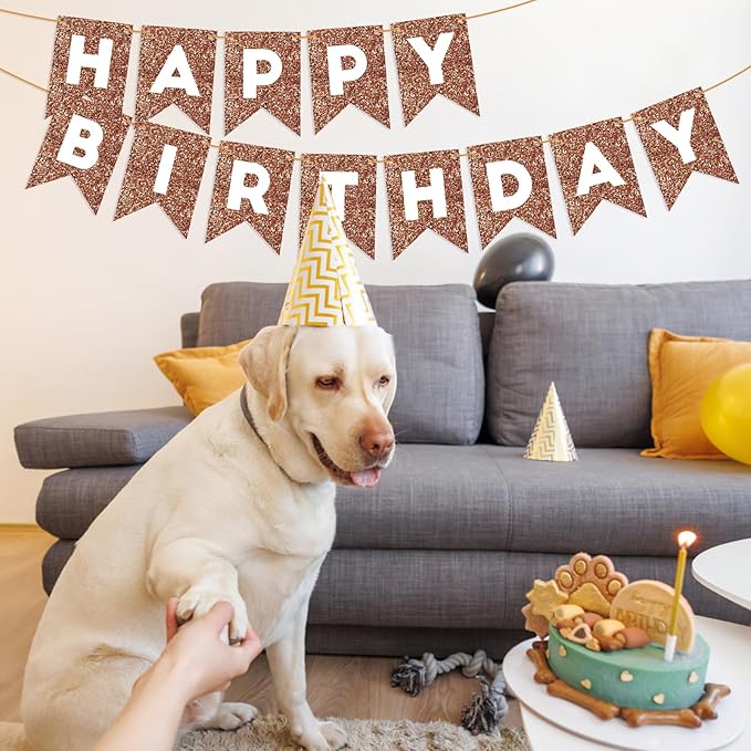 Brown Happy Birthday Banner Birthday Sign for Backdrop Brown Birthday Party Decorations for Boys Girls Happy Birthday Garland Bunting Banner Kids Adults Party Supplies