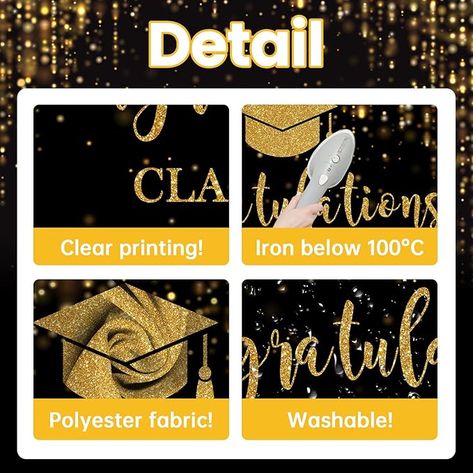 Mocsicka Class of 2026 Backdrop Black Gold Glitter Bokeh Graduation Party Background 2026 Congrats Grad Prom Party Cake Table Decoration Photo Booth Props (8x6ft)