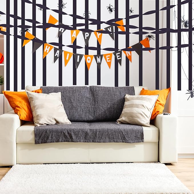 jiebor Halloween Streamers Crepe Paper Orange and Black Streamers 492 Ft 6 Rolls for Halloween Party Wedding Birthday Office Door Wall Decorations Flower Making