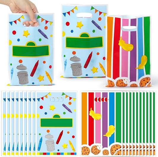 JuPelozak Friends Street Goodie Bags - 50pcs Cartoon Party Favor Bag, Street Themed Candy Cookies Gift Decor for Kids Girls Teens Adult, Colorful Birthday Holiday Celebration Decorations Supplies