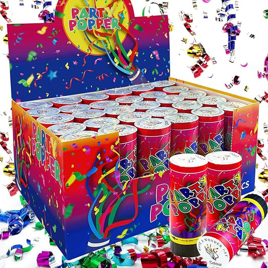 30 PCS Colorful Party Confetti Poppers with Box for Wedding Birthday Graduation Baby Shower Anniversary Christmas New Year's Party Supplies (Colorful Thread)