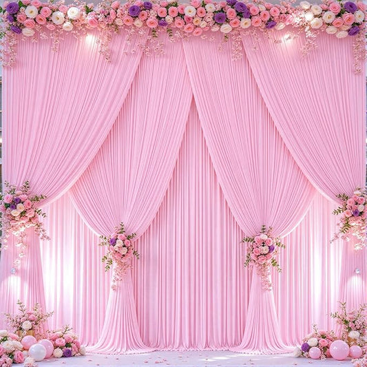 40ft x 10ft Wrinkle Free Pink Wedding Backdrop Curtains for Party Bridal Shower Reception Decorations Pink Fabric Curtain Backdrops Drapes for Photography Baby Shower Birthday Background