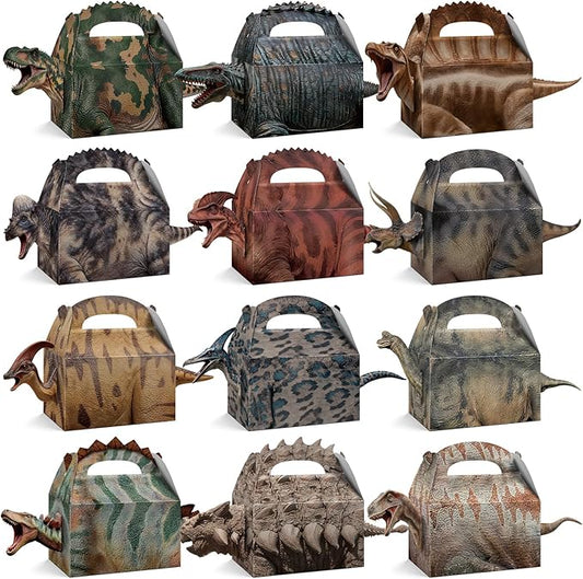 Bsenhe 12PCS Dinosaur Party Favors Boxes, Dinosaur Birthday Decorations, Dino Theme Goodie Boxes Candy Gift Bags for Baby Shower Birthday Party Supplies (12)