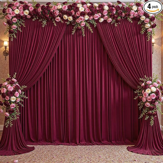 20ft x 10ft Wrinkle Free Burgundy Wedding Backdrop Curtains for Party Bridal Shower Reception Decorations Burgundy Fabric Curtain Backdrops Drapes for Photography Baby Shower Birthday Background