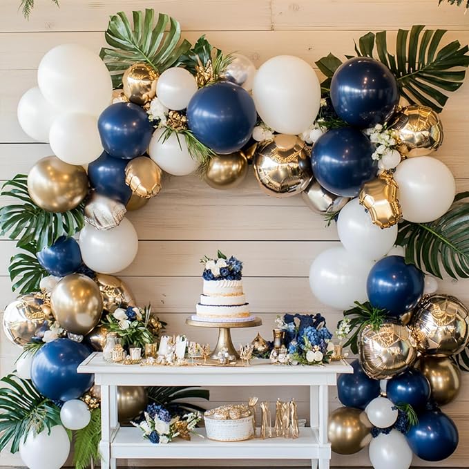 RUBFAC Graduation Balloons 129pcs, Navy Blue Balloon Different Sizes 18 12 10 5 Inch, Garland Arch Kit for Birthday Party Baby Shower Wedding Sports Holiday Decoration