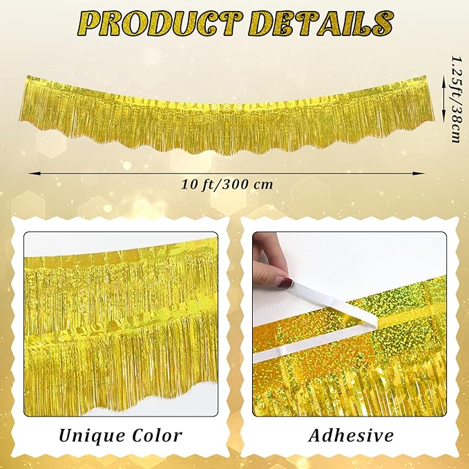 LOLStar 6 Pack Gold Foil Fringe Garland Party Decorations, 59Ft Tinsel Streamers Shiny Gold Wall Hanging Tinsel Fringe Banners for Wedding Birthday Anniversary Christmas New Year Party Decor
