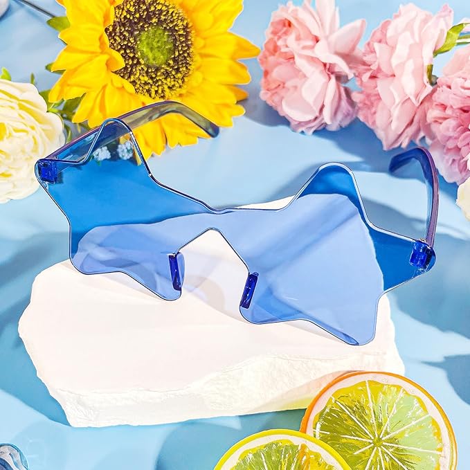 Pibupibu Wholesale 40 Pack Rimless Star Shaped Sunglasses Bulk Adults Unisex, Fun Colorful Pentagram Glasses Party Favors