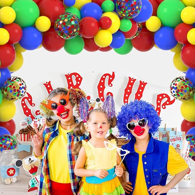 Red Yellow Blue Green Balloon Garland Arch Kit - Royal Blue and Yellow Balloons Green Balloons for Robot Hero Birthday Decorations Carnival Circus Graduation Party Decorations