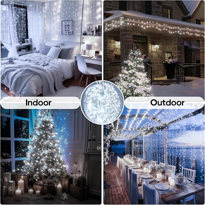 300 LED String Lights, 128FT Waterproof Fairy Lights Christmas Ligths 8 Modes Twinkle Indoor Outdoor, Plug in for Bedroom Classroom Wedding Garden Christmas Decorations. Cold White…