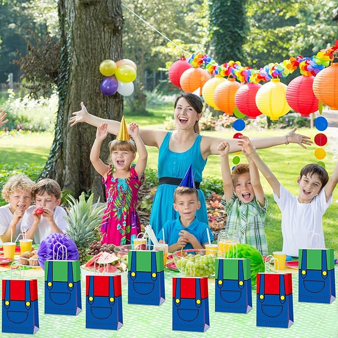 MinFyberd 24 Pcs Game Themed Party Gift Bags Game Theme Party Treat Paper Bags Supplies Gamer Parties Supplies Games Bros Paper Bag Cloud and Bricks Parties Favor Birthday Gift Bag for Girls Boys