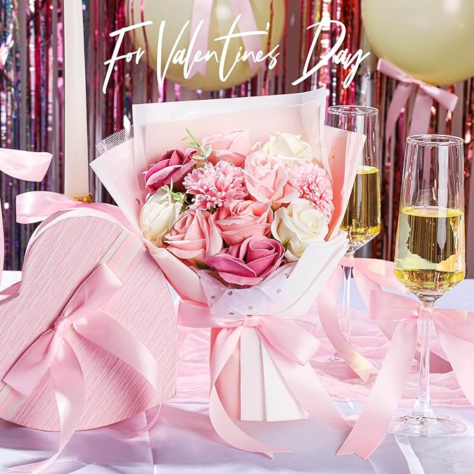 YGDZ Pink Bows 30PCS, Satin Ribbon Bow 5x7'', Large Twist Tie Bows for Gift Wrapping, Balloons, for Party, Cake, Craft, Baby Shower, Valentines Day Decoration