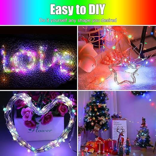 4 Pack Fairy Lights Battery Operated with Remote, 33FT 100LED Waterproof Twinkle String Lights with Timer & 8 Modes,for Indoor Outdoor Patio Garden Wedding Party Christmas Decor-Multicolor