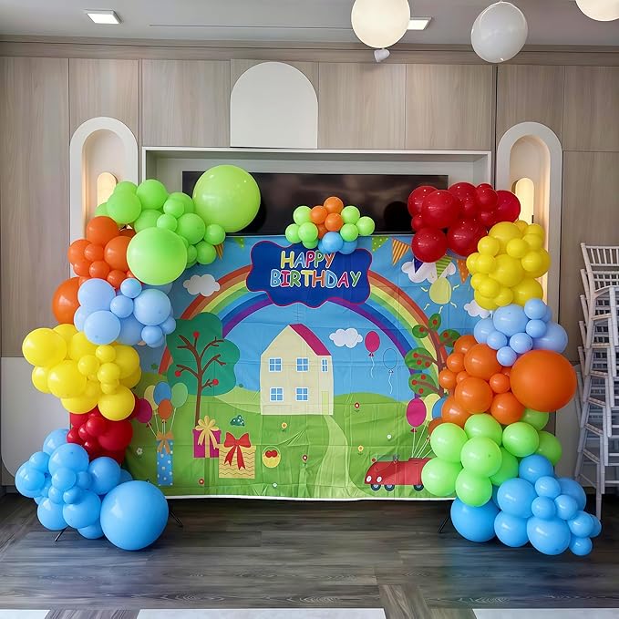 Neon Balloons Arch Garland Kit, 138PCS Rainbow Pool Party Balloon with Red Orange Green Blue Latex Balloons for Kids Luau Hawaii Summer Beach Baby Shower Graduation Birthday Party Decorations Supplies