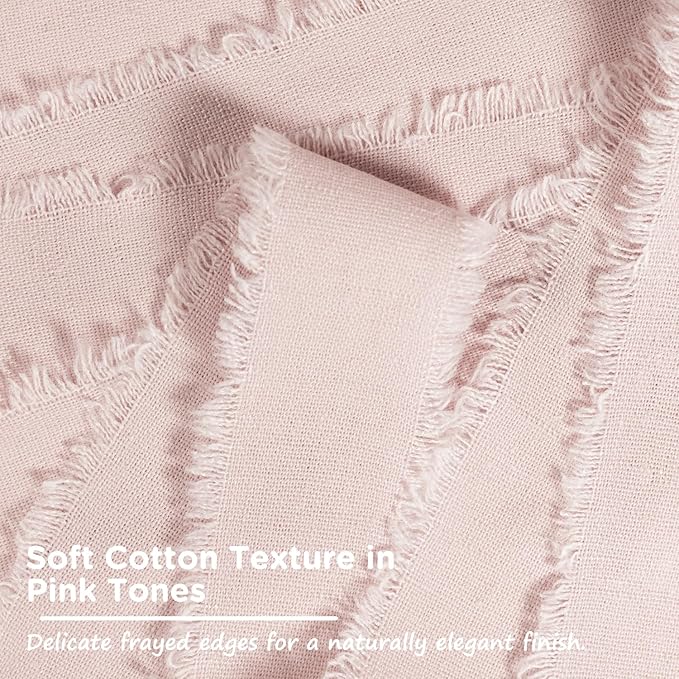 Pink Cotton Ribbon 1 Inch Pink 3 Rolls 21 Yards Frayed Edge Fabric Set for Bridal Shower, Baby Shower, Wedding Invitations, Birthday Party & Gift Wrapping