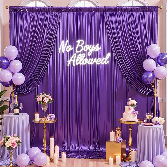 20x12FT Deep Purple Sequin Backdrop Curtain -4 Panels 5x12FT Wrinkle Free Shimmer Back Drop Cloth, Glitter Backdrop Drapes for Photography, Birthday, Wedding, Graduation Background