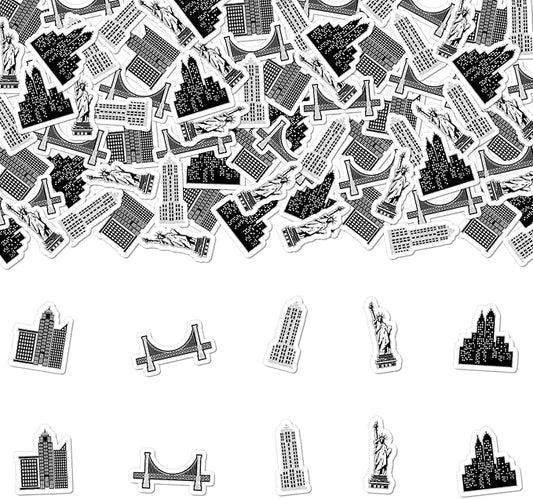 200 Pcs Black New York Cityscape Theme Confetti, Skyscraper Table Scatter Confetti Decorations, Night Scene Table Paper Decor for Baby Shower Birthday Wedding DIY Crafting Supplies