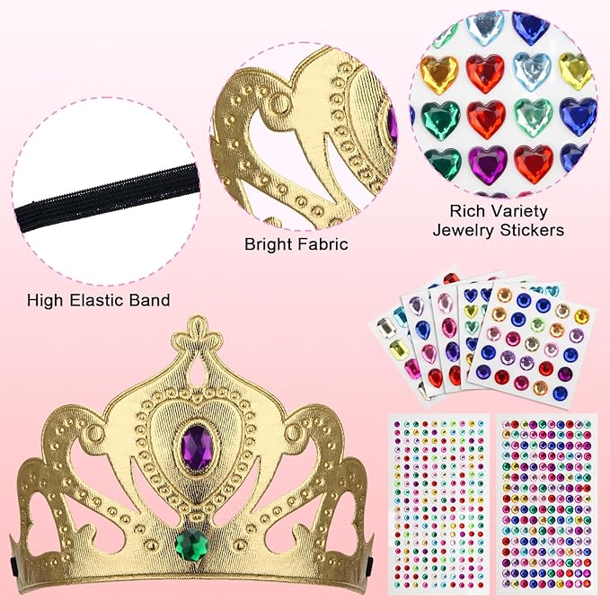AHIER 23 Pieces Foam Crowns Set, Princess Tiaras Crowns DIY Party Crowns Make Your Crowns With Diamond Sticker