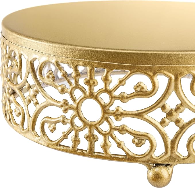 Hedume 3 Pack Cake Stand, Round Metal Cake Stands, 8" 10" 12" Dessert Display Cupcake Stands, Wedding Brithday Party Celebration Dessert Cake Display Plates-Gold