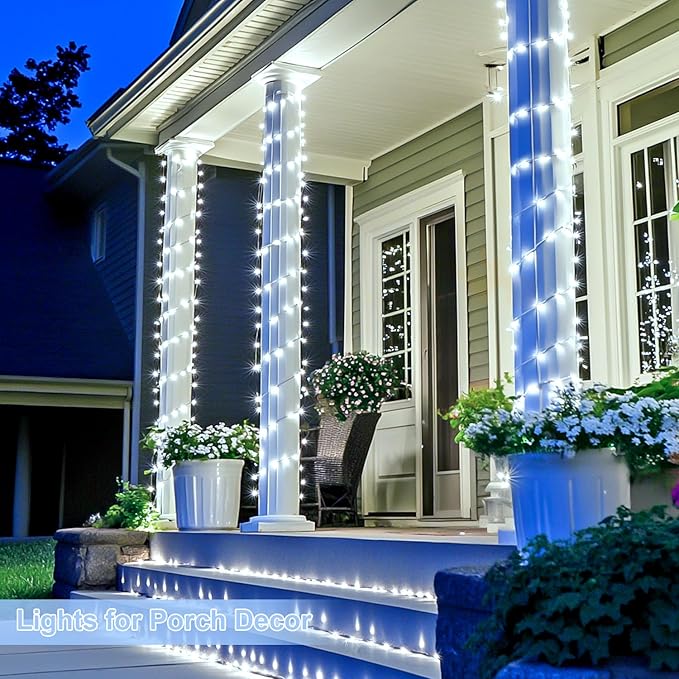 JMEXSUSS 800 LED White Christmas String Lights Outdoor, String Twinkle Lights Clear Wire Plug in for Tree Christmas Room Wedding Outside Decorations