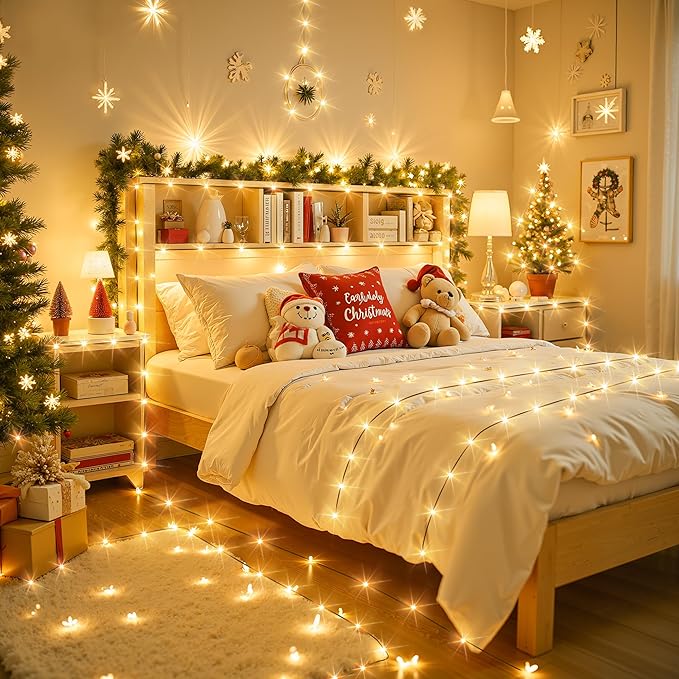 Larkvue 492FT 1500 LEDs String Lights with Remote, Dimmable 8 Modes Timer & Memory Function Fairy Rope Light for Christmas Tree Party Decor-Warm White