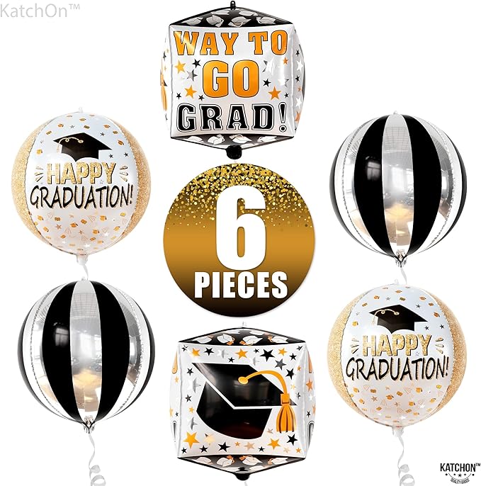 Graduation Decorations 2026 | XtraLarge Happy Graduation Balloons - Pack of 6, 22 Inch | Congrats Grad Balloon, Grad Party Decorations, Class of 2026, Graduation Foil Balloons, KatchOn