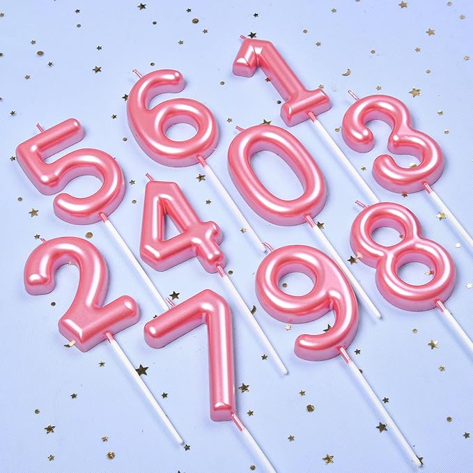 PHD Cake 2.76 inch Classical Pink 8 Number Birthday Candles for Party Celebration