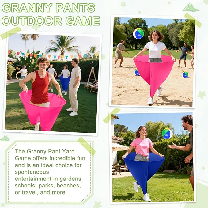 Granny Pants Yard Game Freaky Party Games Pants with Bouncy Balls and Air Pump Oversized Granny Pants Outdoor Game for Adults and Family Interactive Throwing Game for Group Gatherings