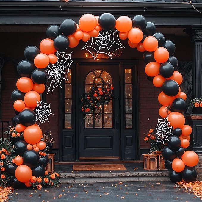 RUBFAC 135pcs Black Balloons Different Sizes 18 12 10 5 Inch for Garland Arch, Latex Balloon for Halloween Party Birthday Wedding Decorations