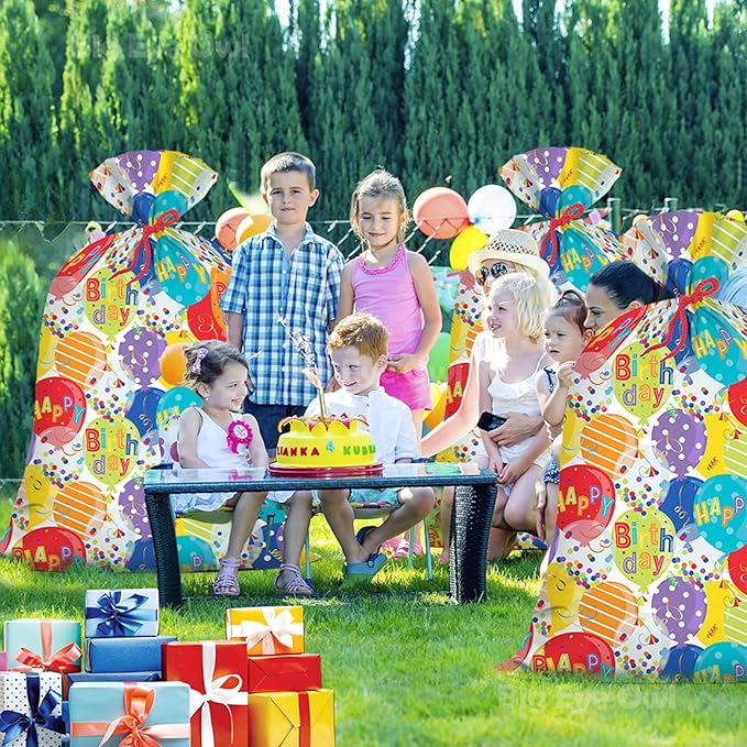 Extra Large Jumbo Happy Birthday Present Bag - 36''x48'' XL Oversized Party Gift Wrapping Bags with Colorful Balloon Confetti Design