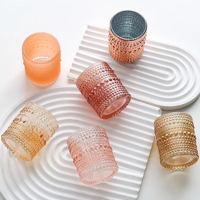 WDHODEC Pink Votive Candle Holders Set of 12 - Vintage Hobnail Glass Tealight Holders for Wedding, Valentine's, Party Table Centerpiece Decor