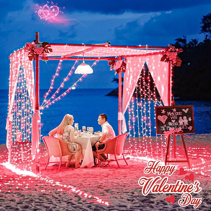 120 LED Red String Lights Outdoor Waterproof, 40ft Red Christmas Lights 8 Modes Clear Wire, Plug in Twinkle Fairy String Lights for Bedroom Christmas Decorations