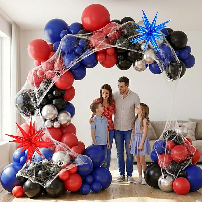 100pcs Hawaii Balloons Garland Arch Kit with Balloons for Birthday Decorations,Party Supplies for boys Girls (Spider)